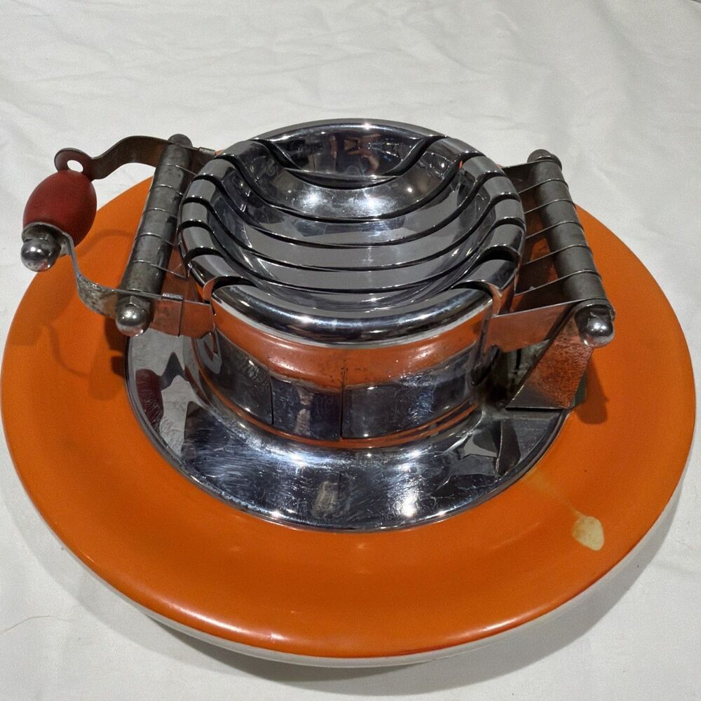 Vintage Wales Slicer Tomato Slicer MCM Retro Orange Made In USA Belmet Products